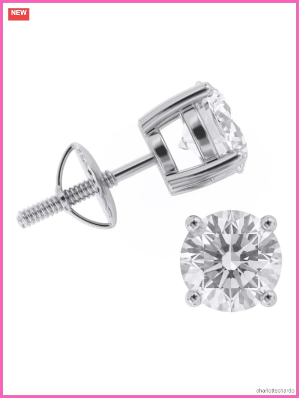 1.00 Carat Lab Grown Diamond Solitaire Stud Earrings in 14K White Gold